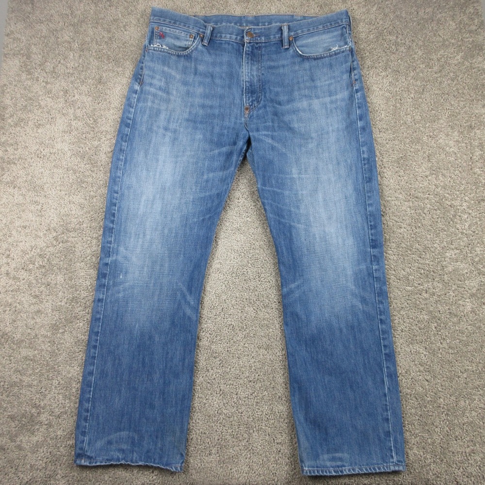 Polo Ralph Lauren Jeans Mens 38x32 Blue Vintage 67 Faded Whisker Denim Pants